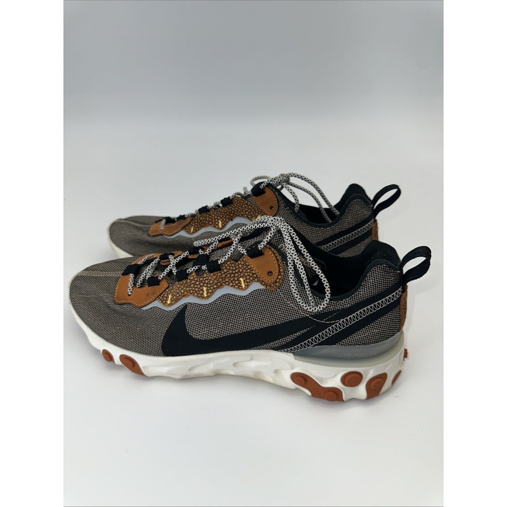 Nike React Element 55 Brown Orange Black Sneakers Men's Size 10